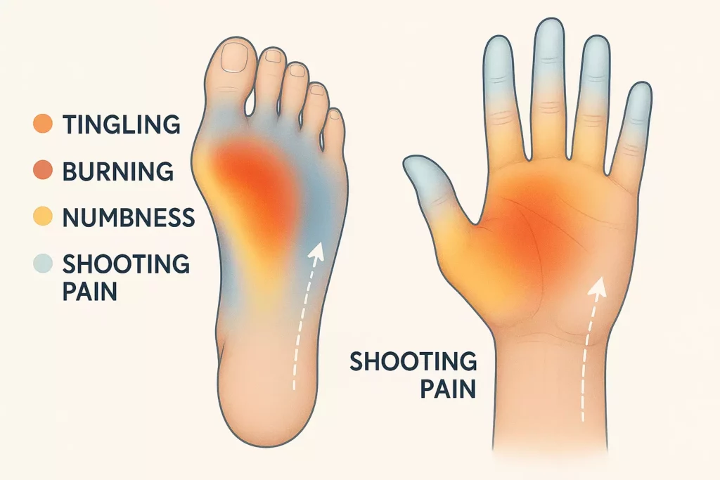 Burning Feet, Tingling and Numbness: Is It Neuropathy? 4 Burning feet at night symptom illustration